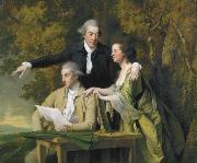 Joseph wright of derby D Ewes Coke his wife, Hannah, and his cousin Daniel Coke, by Wright, Sweden oil painting artist